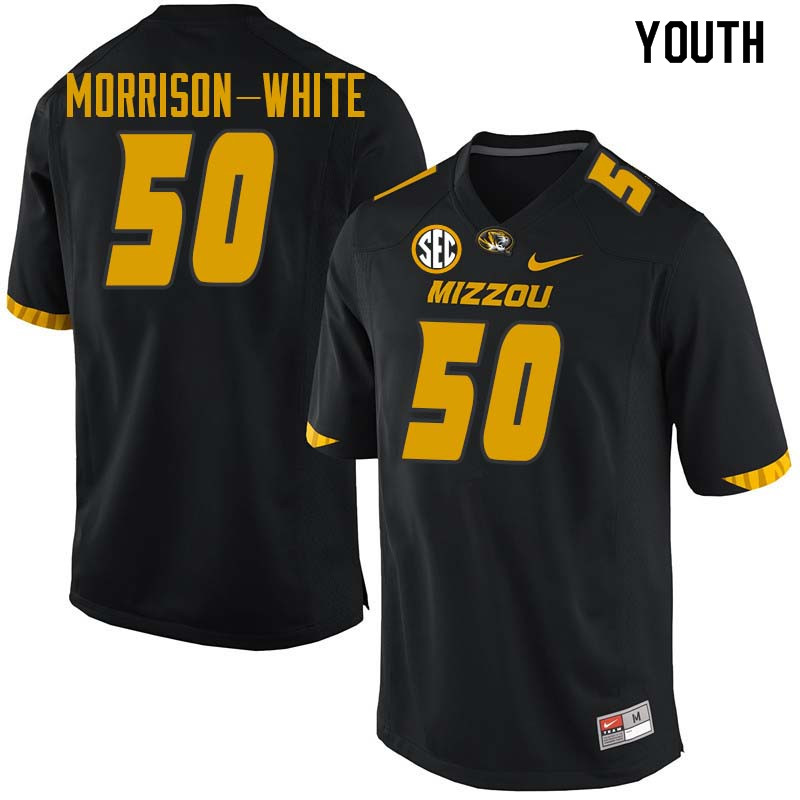 Youth #50 Hyrin Morrison-White Missouri Tigers College Football Jerseys Sale-Black - Click Image to Close